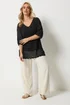 Yours Curve Black Crochet Crew Neck Top - 26-28 Image 2