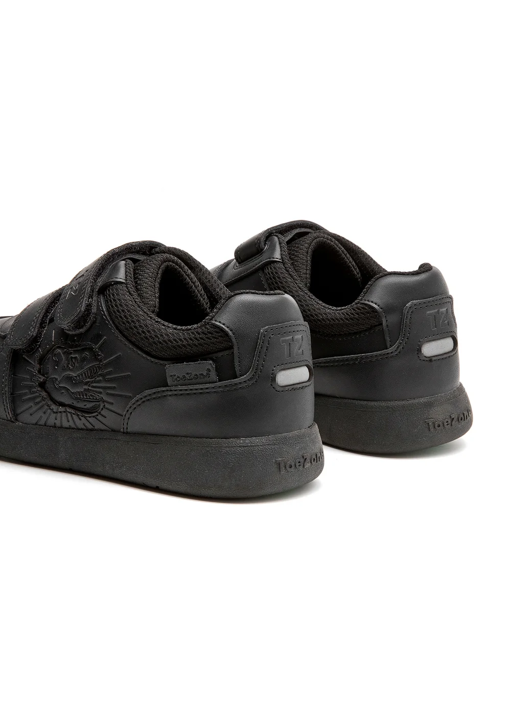 ToeZone Noah Black Rip Tape Dinosaur Character School Shoes - 1 Infants Image 6