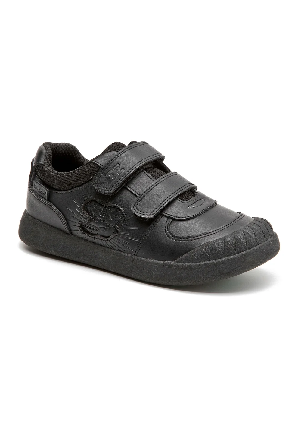 ToeZone Noah Black Rip Tape Dinosaur Character School Shoes - 1 Infants Image 3