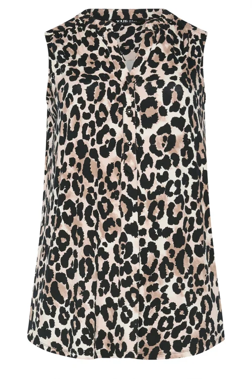 Yours Curve Black Leopard Print Blouse - 16 Image 2