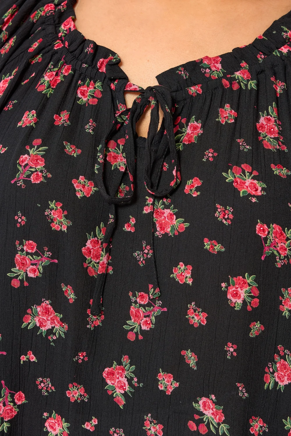 Yours Curve Black Ditsy Floral Bardot Top - 16 Image 4