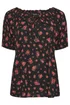 Yours Curve Black Ditsy Floral Bardot Top - 16 Image 5