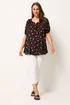 Yours Curve Black Ditsy Floral Bardot Top - 16 Image 2