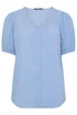 Yours Curve Blue Button Textured Blouse - 22-24 Image 5