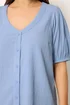Yours Curve Blue Button Textured Blouse - 22-24 Image 4