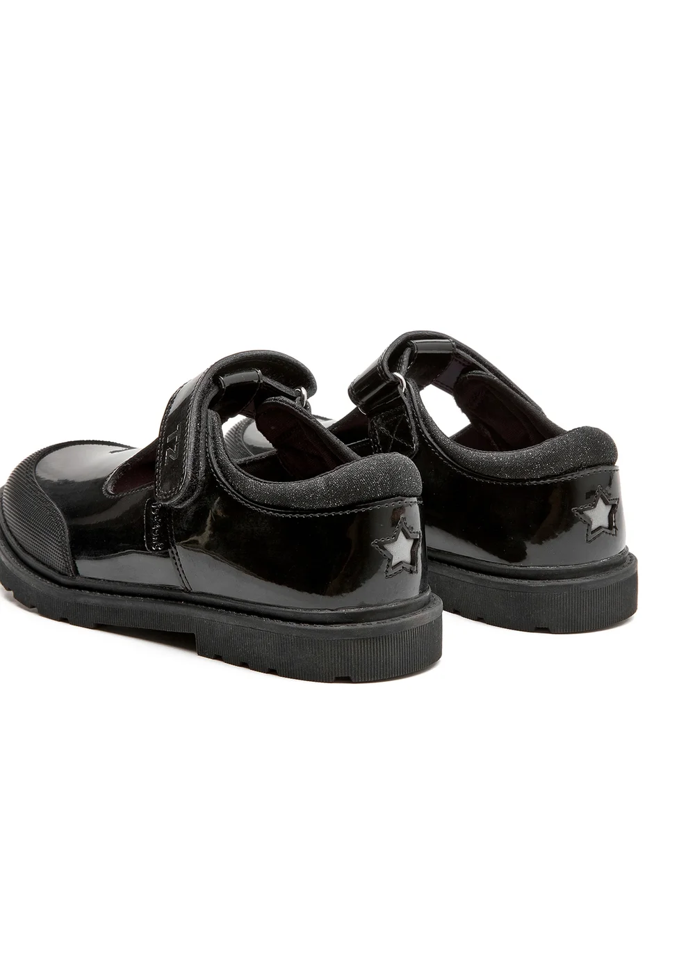 ToeZone Ava Black Patent Leather Bumper Rip Tape School Shoes - 11 Infant Image 6
