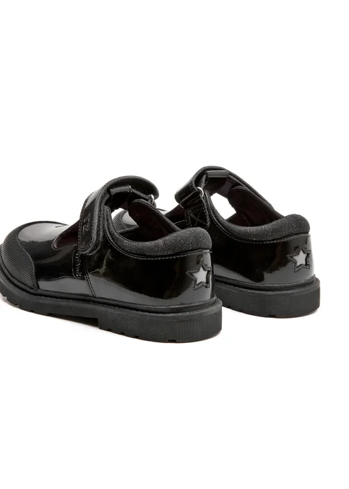 ToeZone Ava Black Patent Leather Bumper Rip Tape School Shoes - 11 Infant Image 6