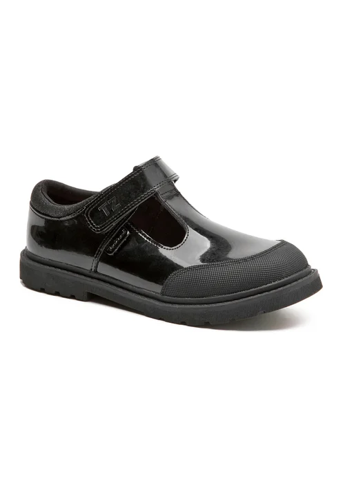 ToeZone Ava Black Patent Leather Bumper Rip Tape School Shoes - 11 Infant Image 2