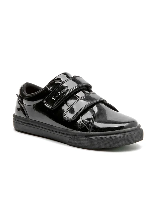 ToeZone Harper Patent Leather Black Double Rip Tape School Shoes - 2 Image 3