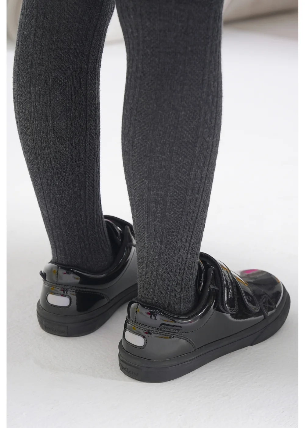 ToeZone Harper Patent Leather Black Double Rip Tape School Shoes - 2 Image 6
