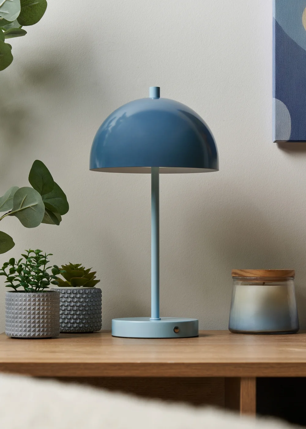 BHS Semi Dome USB-C Rechargeable Table Lamp Blue - One Size Image 1