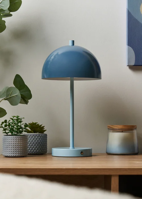 BHS Semi Dome USB-C Rechargeable Table Lamp Blue - One Size Image 1
