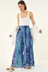 Roman Blue Abstract Palazzo Trouser - M Image 2