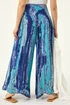 Roman Blue Abstract Palazzo Trouser - M Image 3