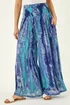 Roman Blue Abstract Palazzo Trouser - M Image 4