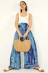 Roman Blue Abstract Palazzo Trouser - M Image 1