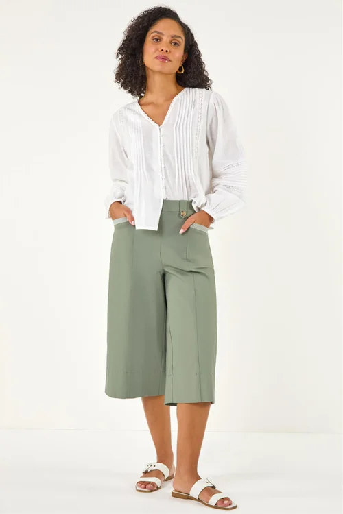 Roman Khaki Wide Hem Cropped Trouser - 14 Image 2