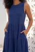 Roman Navy Tiered Midi Smock Dress - 20 Image 4