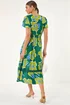 Roman Green Floral Print Lace Trim Midi Dress - 10 Image 3