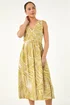Roman Ochre Petite Abstract Leaf Midi Dress - 18 Image 4