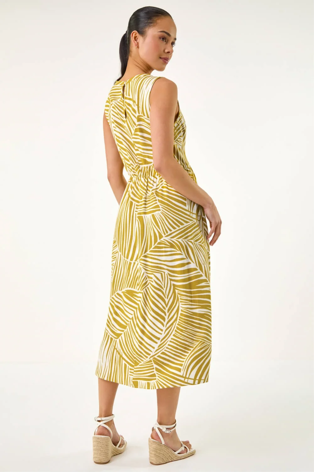 Roman Ochre Petite Abstract Leaf Midi Dress - 18 Image 3