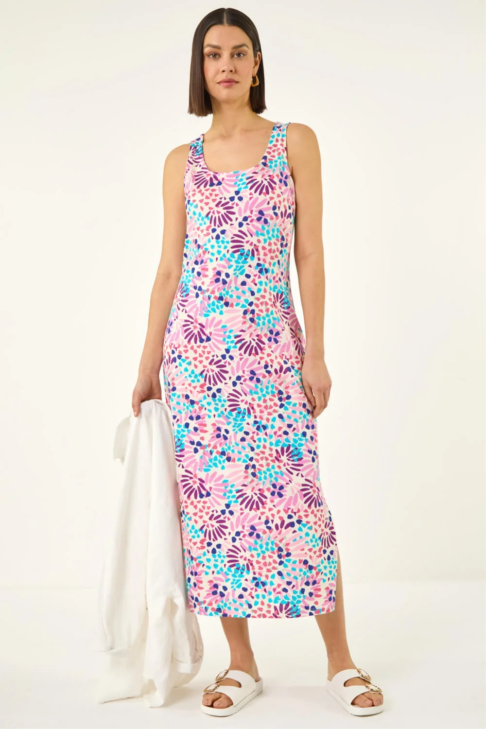 Roman Pink Confetti Print A-Line Midi Dress - 18 Image 4