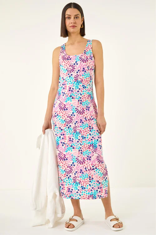 Roman Pink Confetti Print A-Line Midi Dress - 18 Image 4