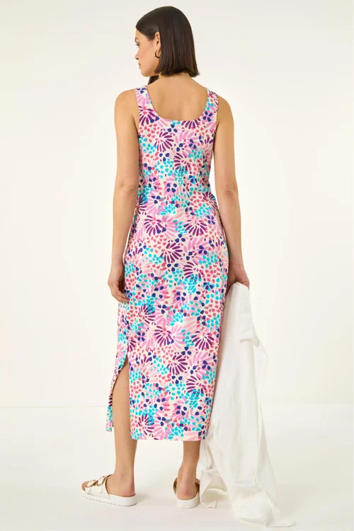 Roman Pink Confetti Print A-Line Midi Dress - 18 Image 3