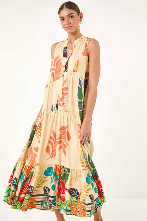 Roman Yellow Floral Print Smock Maxi Dress - 16 Image 2
