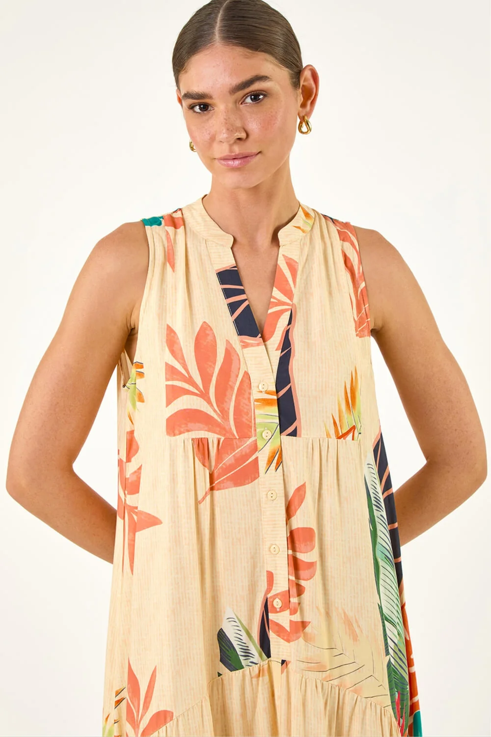 Roman Yellow Floral Print Smock Maxi Dress - 16 Image 4
