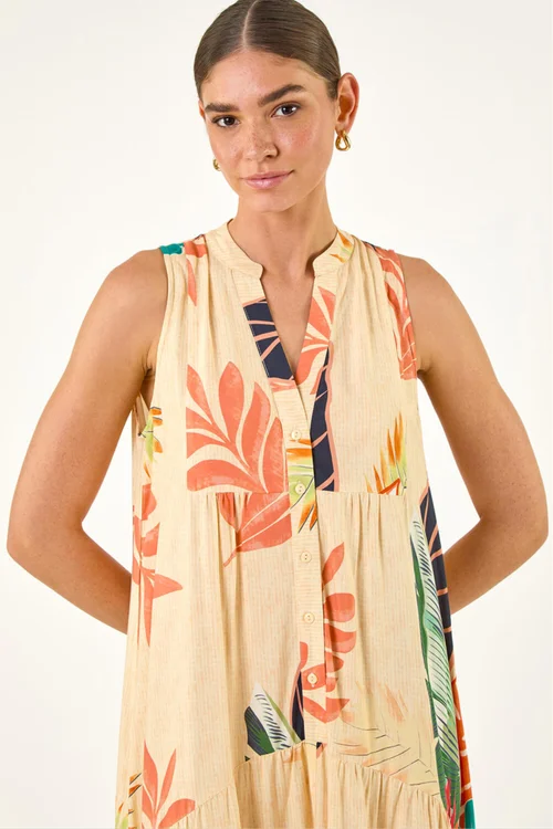 Roman Yellow Floral Print Smock Maxi Dress - 16 Image 4