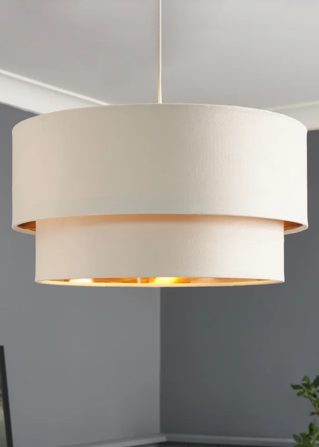 BHS Ivory/ Brass Tia super Size Tiered Velvet Shade