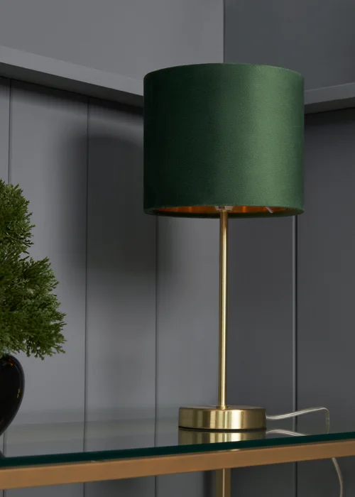 BHS Emerald Velvet Table lamp - One Size Image 1