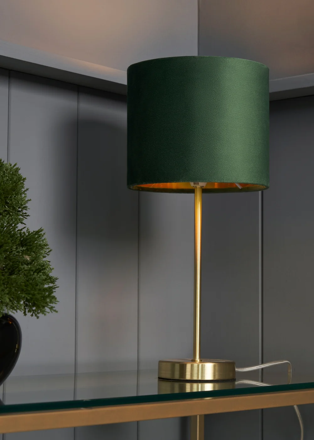BHS Emerald Velvet Table lamp - One Size Image 2