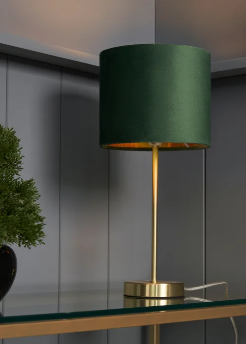BHS Emerald Velvet Table lamp - One Size Image 2