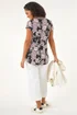 Roman Black Floral Puff Print Lace Stretch Top - 18 Image 3