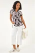 Roman Black Floral Puff Print Lace Stretch Top - 18 Image 2