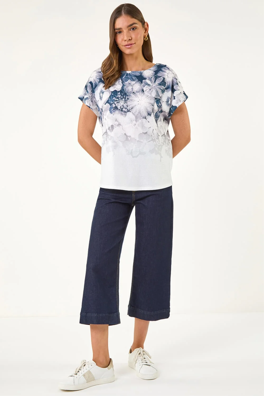 Roman Grey Floral Print Embellished T-Shirt - 12 Image 2