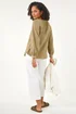 Roman Khaki Embroidered Neck Top - 16 Image 3