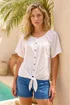 Roman Ivory Broderie Tie Front Top - 16 Image 1