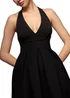 Goddiva Black Halter Neck Pleated A Line Midaxi Dress - 12 Image 3
