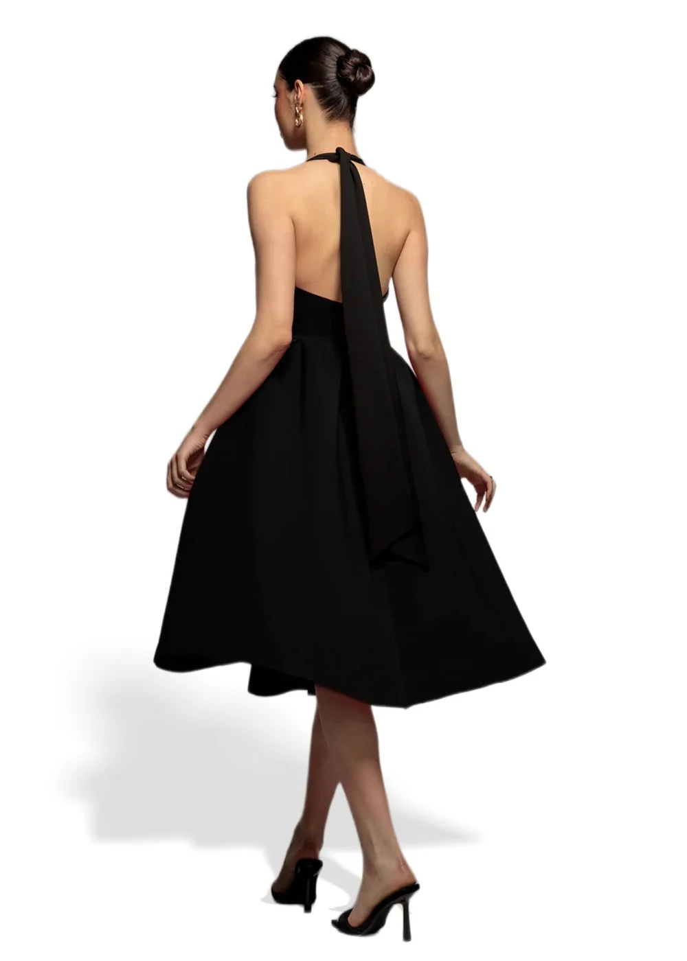 Goddiva Black Halter Neck Pleated A Line Midaxi Dress - 12 Image 2