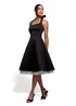 Goddiva Black Cream Contrast Organza Frill Bow Back Halter Midi Dress - 16 Image 1