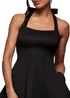Goddiva Black Cream Contrast Organza Frill Bow Back Halter Midi Dress - 16 Image 3