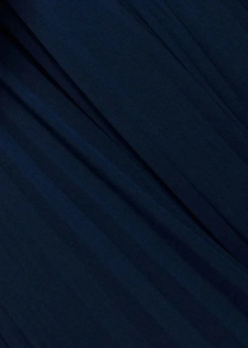 Goddiva Navy Scalloped Lace Bodice Pleated Chiffon A Line Maxi Dress - 6 Image 4