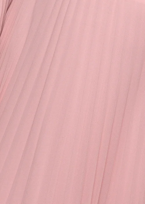 Goddiva Blush Pink Scalloped Lace Bodice Pleated Chiffon A Line Maxi Dress - 16 Image 4