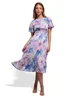 Goddiva Blue Flutter Sleeve Pleated Skirt Floral Midi Dress - 18 Image 1