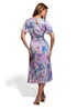 Goddiva Blue Flutter Sleeve Pleated Skirt Floral Midi Dress - 18 Image 2