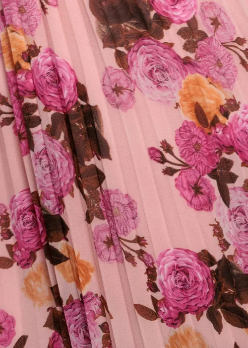 Goddiva Pink Flutter Sleeve Pleated Skirt Floral Midi Dress - 18 Image 4