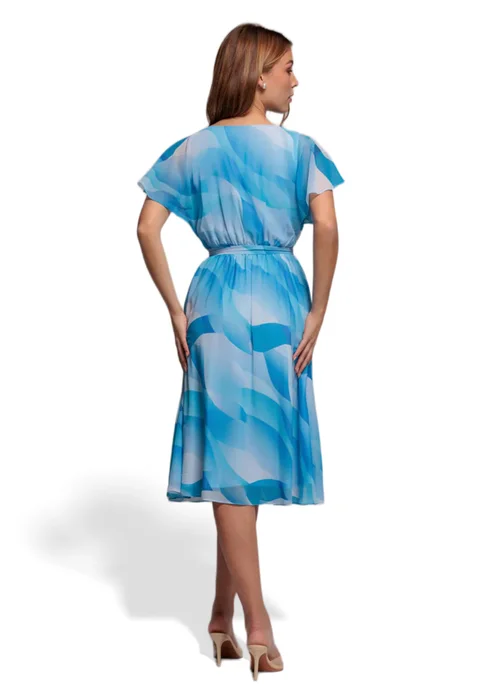 Goddiva Light Blue Printed Flutter Sleeve Chiffon Midi Dress - 8 Image 2
